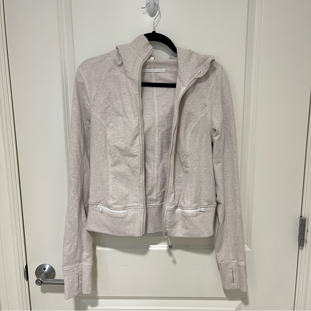 Lululemon Tan Cream Full Zip Hooded Crop Jacket